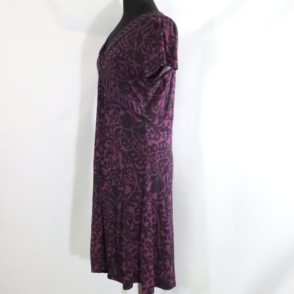 APT 9 Purple Paisley Print Stretch Dress - Picture 2 of 7